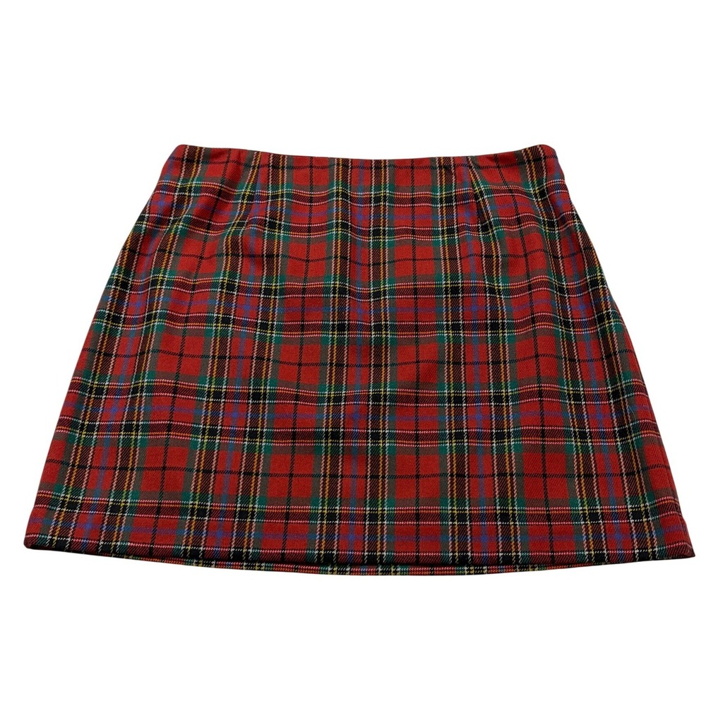 VTG Y2K The Limited Red Plaid Wool Blend Mini Skirt Made in Italy Size 12